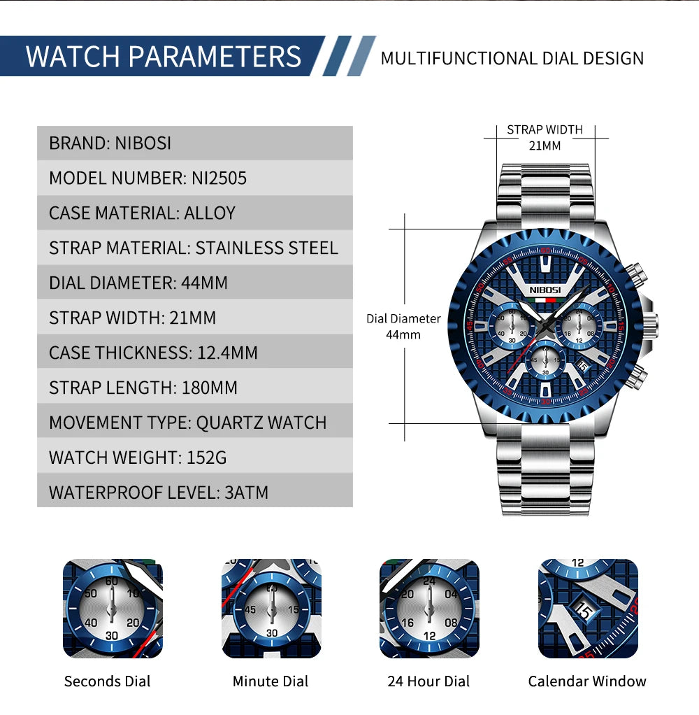 Men Watches Stainless Steel Top Luxury Fashion Business Wristwatch Waterproof Luminous Quartz Watches