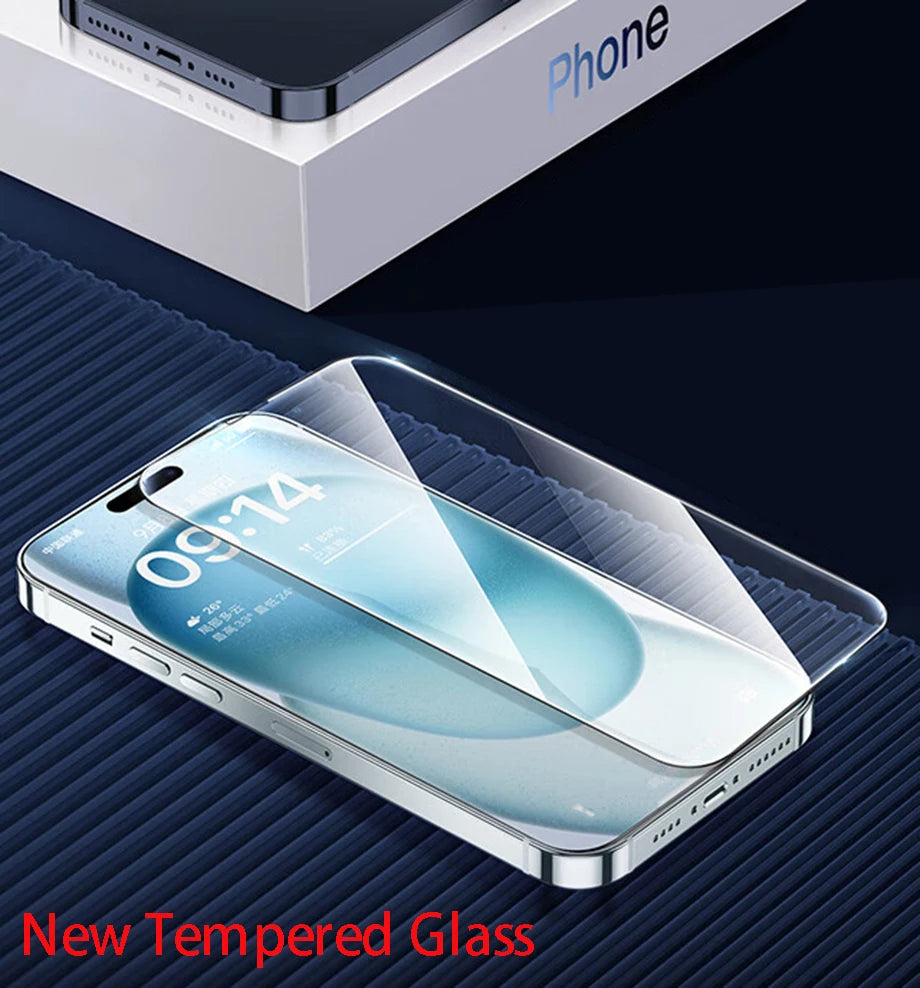 4Pcs Tempered Glass For iPhone 16 15 14 13 12 11 Pro Max Screen Protector