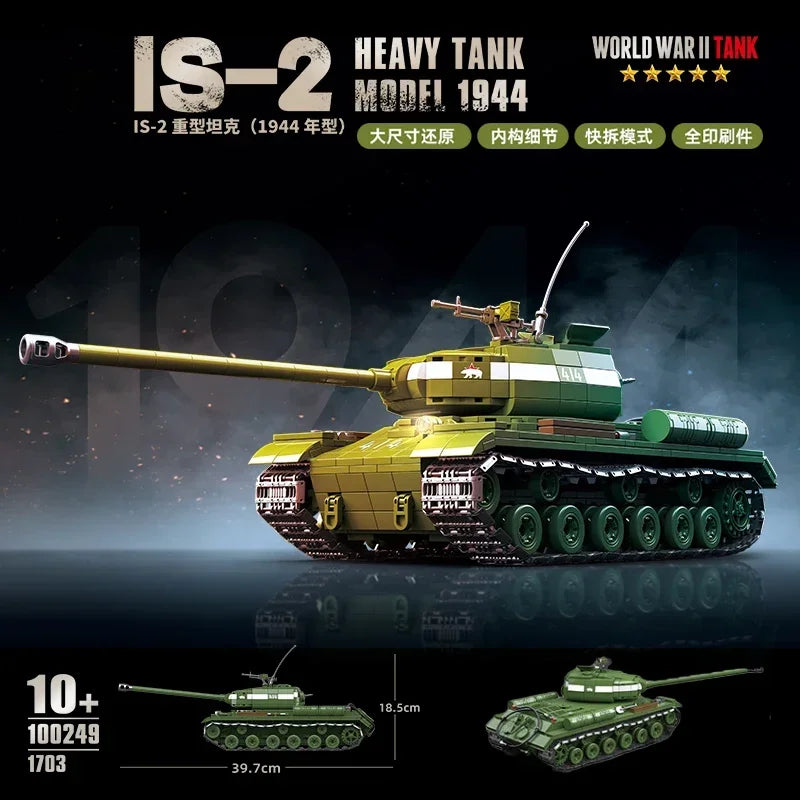 WW2 Military Classic Model Tiger Leopard KV-1 KV-2 IS-2 Heavy Tank Collection Model
