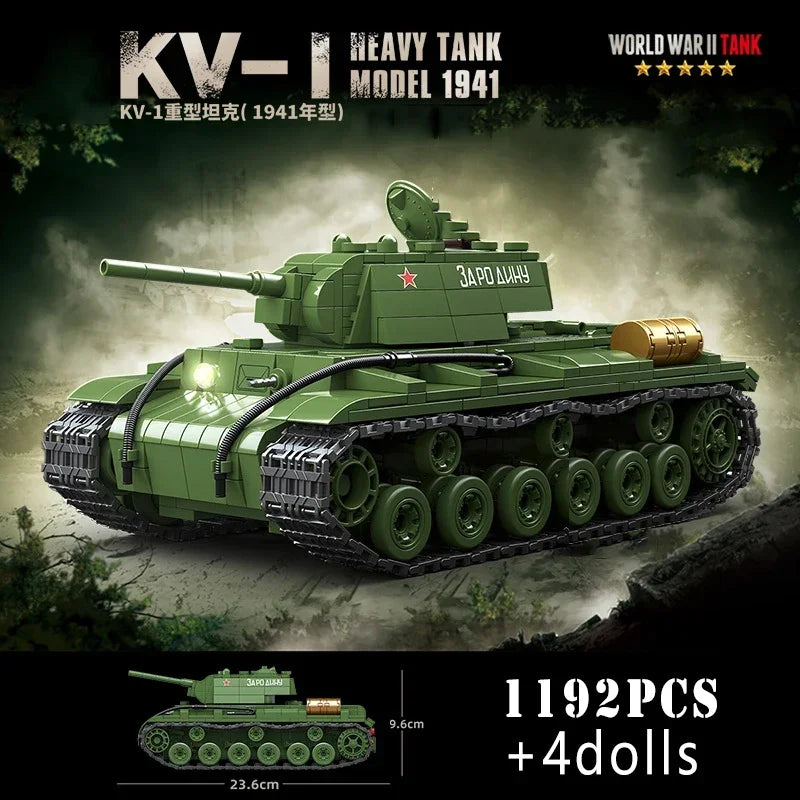 WW2 Military Classic Model Tiger Leopard KV-1 KV-2 IS-2 Heavy Tank Collection Model