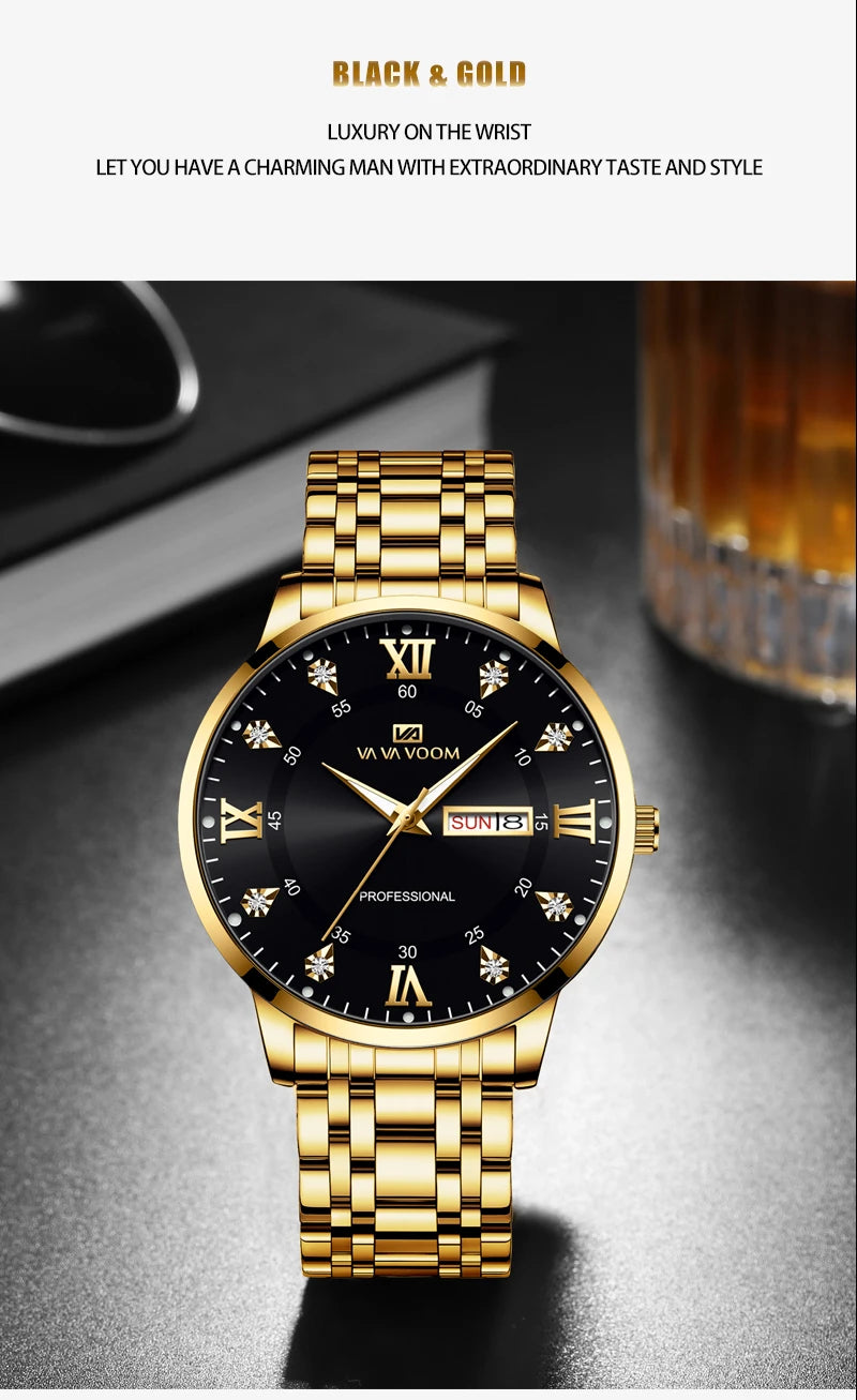 Stainless Steel Top Quailty Luxury Push Button Hidden Clasp Waterproof Luminous