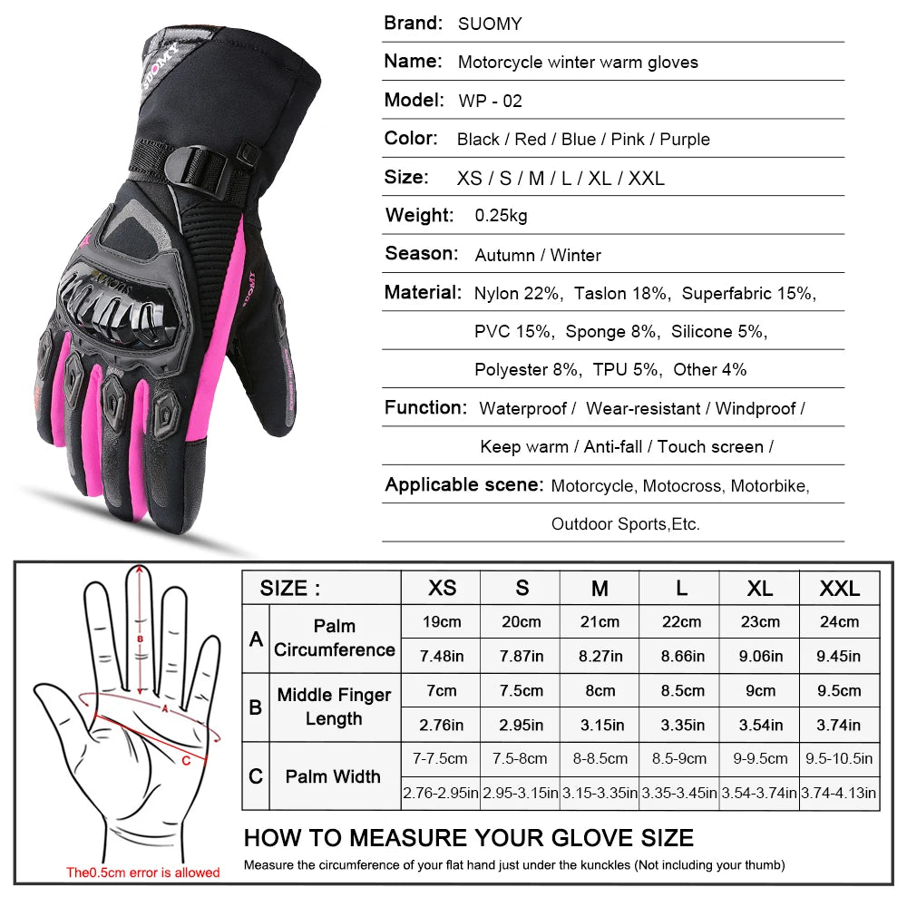 SUOMY Winter Warm Women Motorcycle Gloves