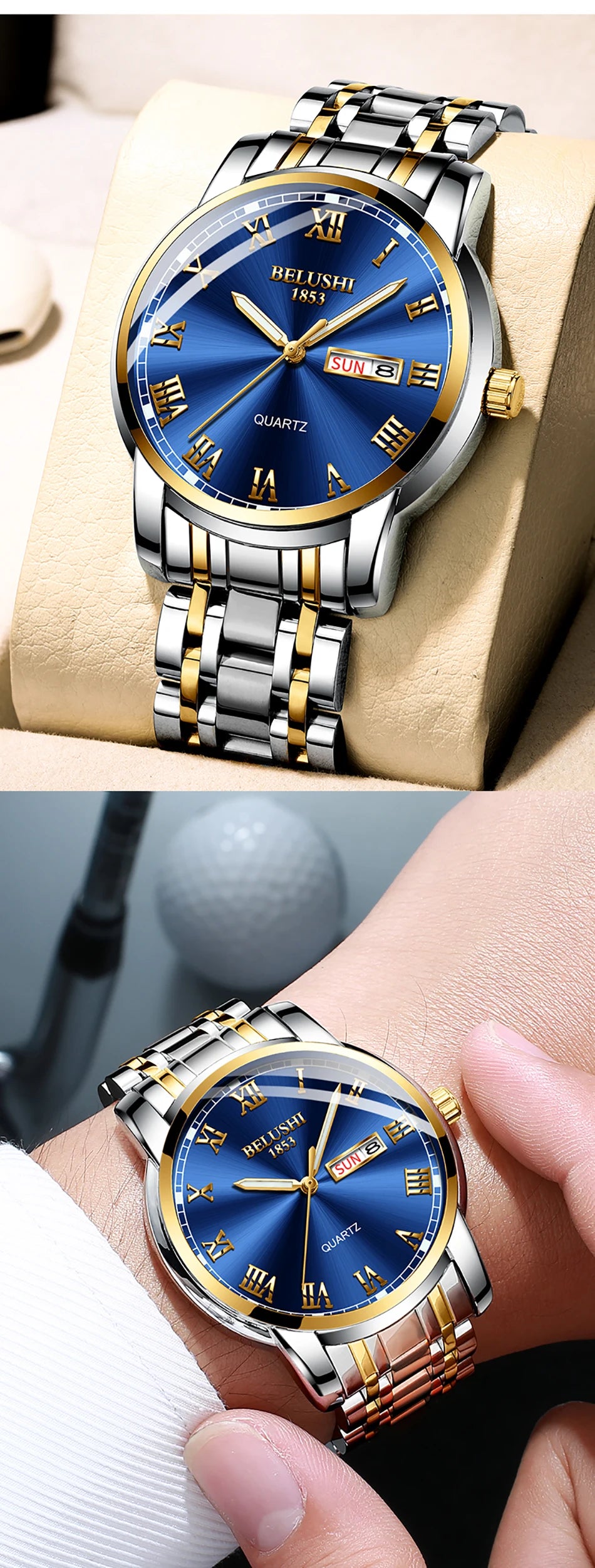 BELUSHI Top Brand Watch Men Stainless Steel