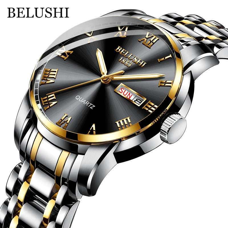 BELUSHI Top Brand Watch Men Stainless Steel