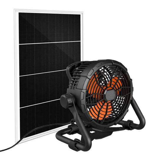 Outdoor LED Light 12v DC Solar Fan Kit Rechargeable Camping Fan