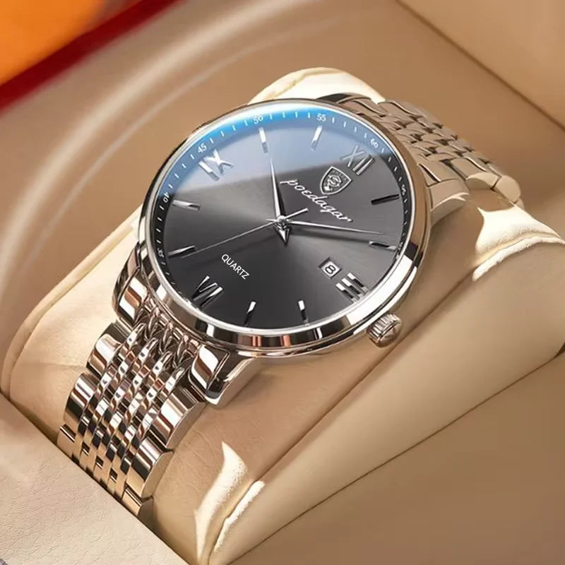 POEDAGAR Luxury Sports Men Watch Waterproof Luminous Stainless Steel