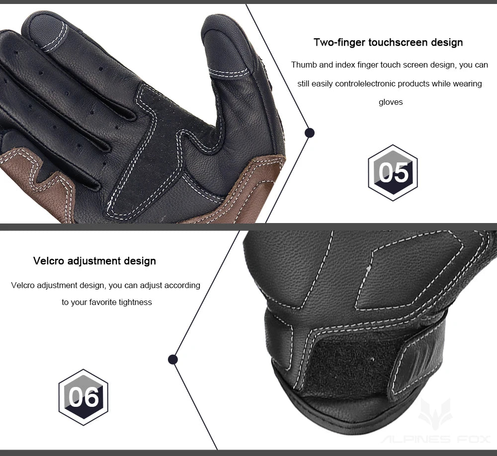 Summer Retro Perforated Leather Motorcycle Gloves