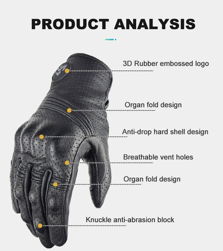 Men Retro Genuine Leather Motorcycle Gloves