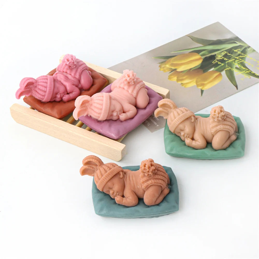 Cute Sleeping Baby Candle Mold 3D Baby Handmade Candle