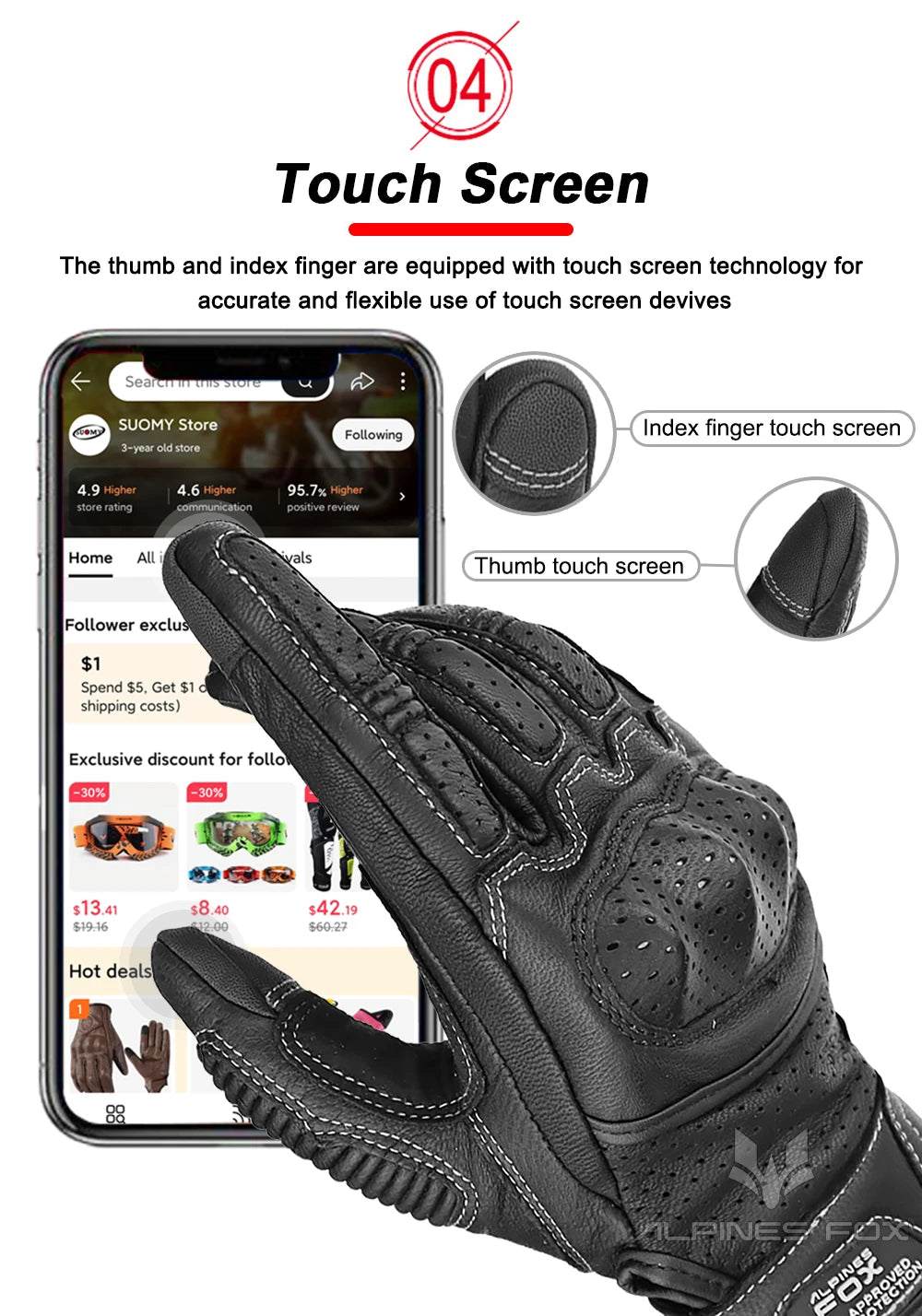 Summer Retro Perforated Leather Motorcycle Gloves