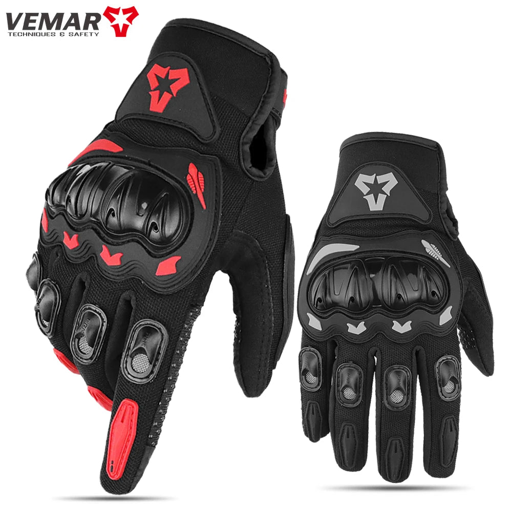VEMAR Summer Motorcycle Gloves Men Black Full Finger Touchscreen