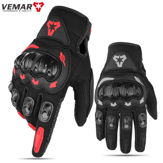 VEMAR Summer Motorcycle Gloves Men Black Full Finger Touchscreen