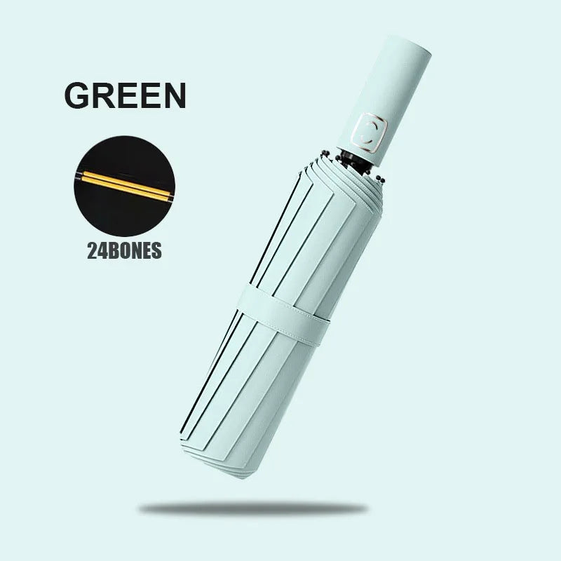 Large 24 Bone Solid Color Automatic Umbrella