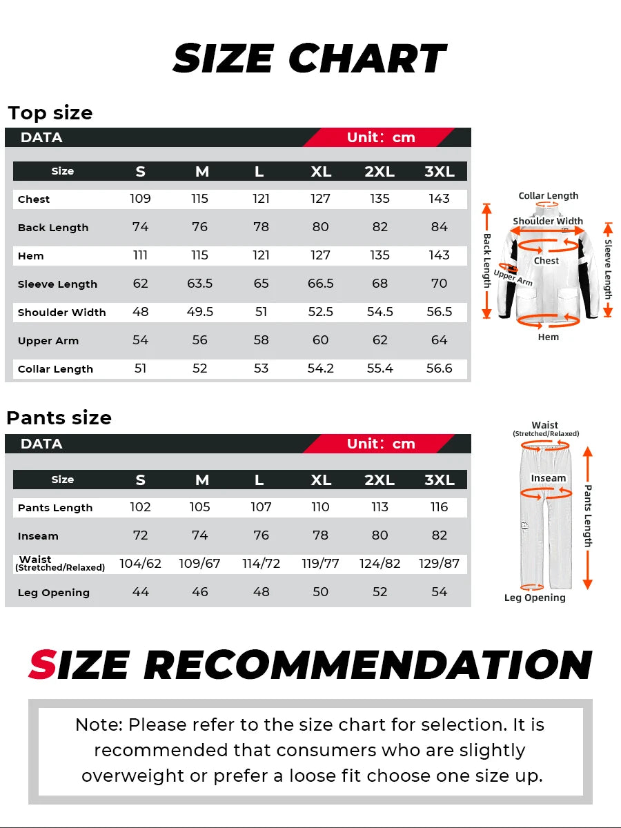 Summer Motorcycle Raincoat Rain Jacket Pants