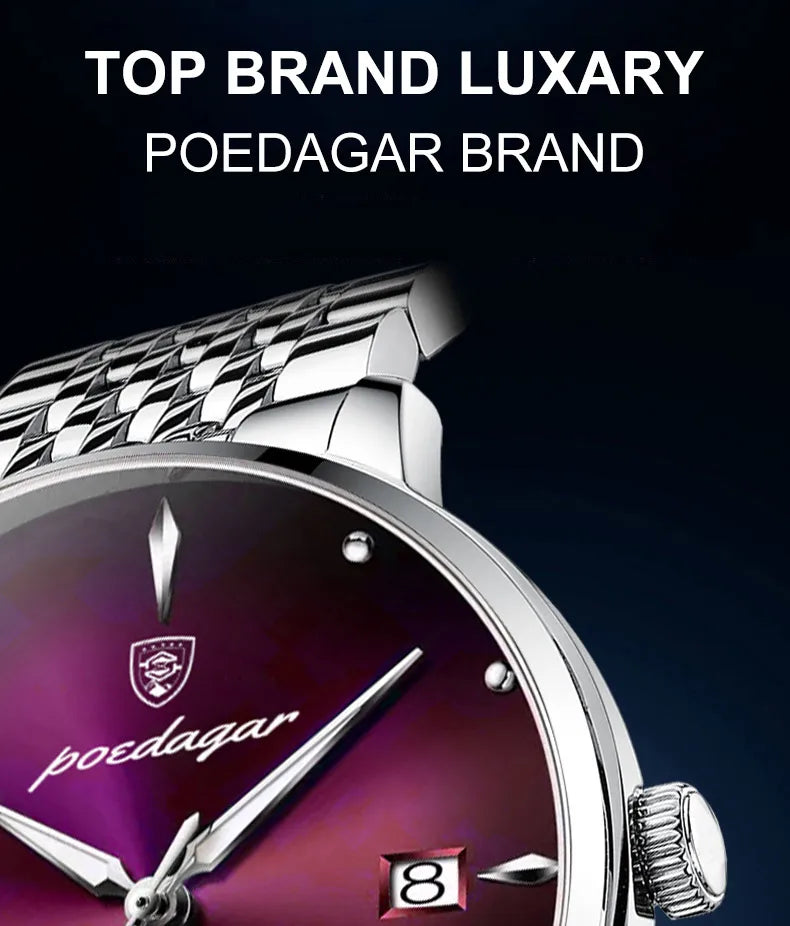 POEDAGAR Luxury Sports Men Watch Waterproof Luminous Stainless Steel