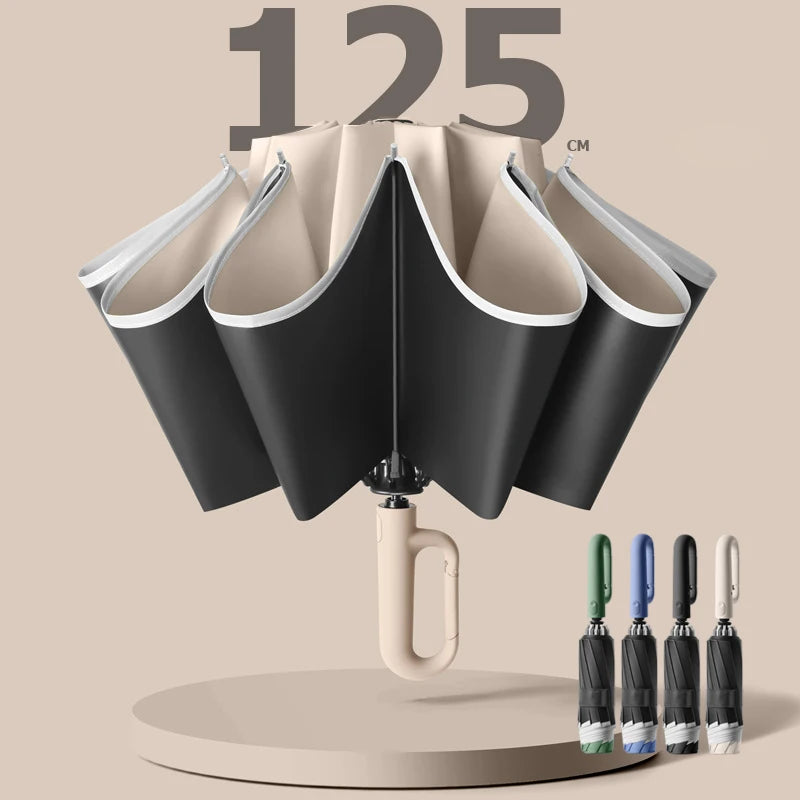 Large 24 Bone Solid Color Automatic Umbrella