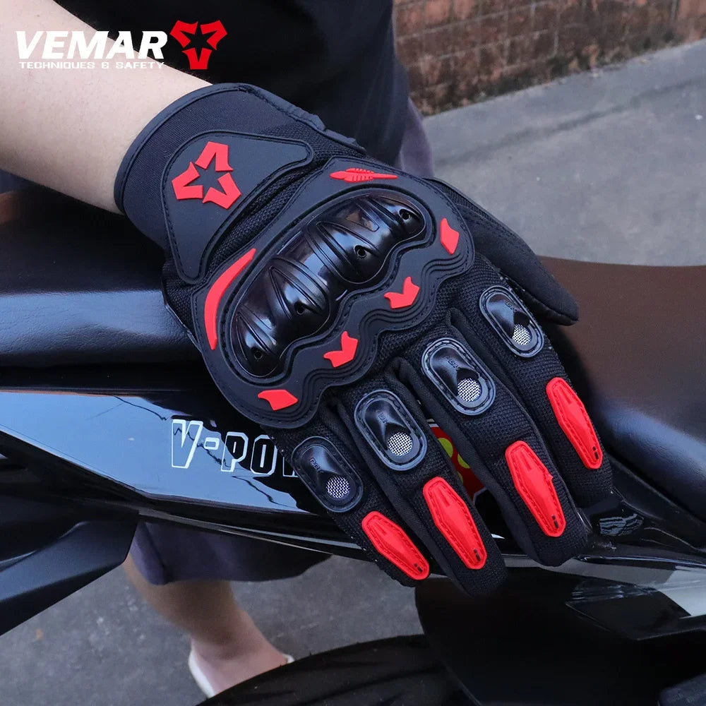 VEMAR Summer Motorcycle Gloves Men Black Full Finger Touchscreen