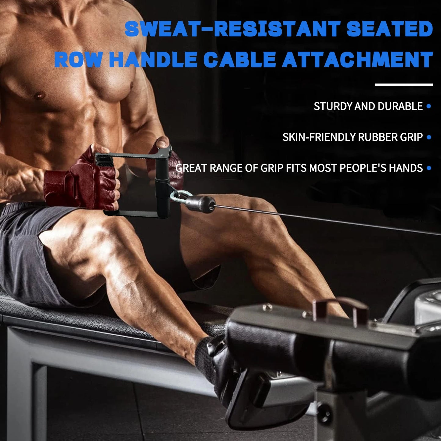 Double D Handle 360 Rotataing Cable Row Attachment for Cable Machine Soft Rubber Hanlde Gym Fitness LAT Pulldown Close Grip
