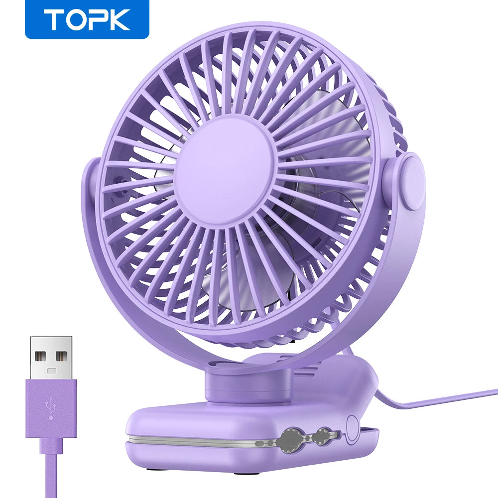 TOPK Mini Portable Clip on Fan