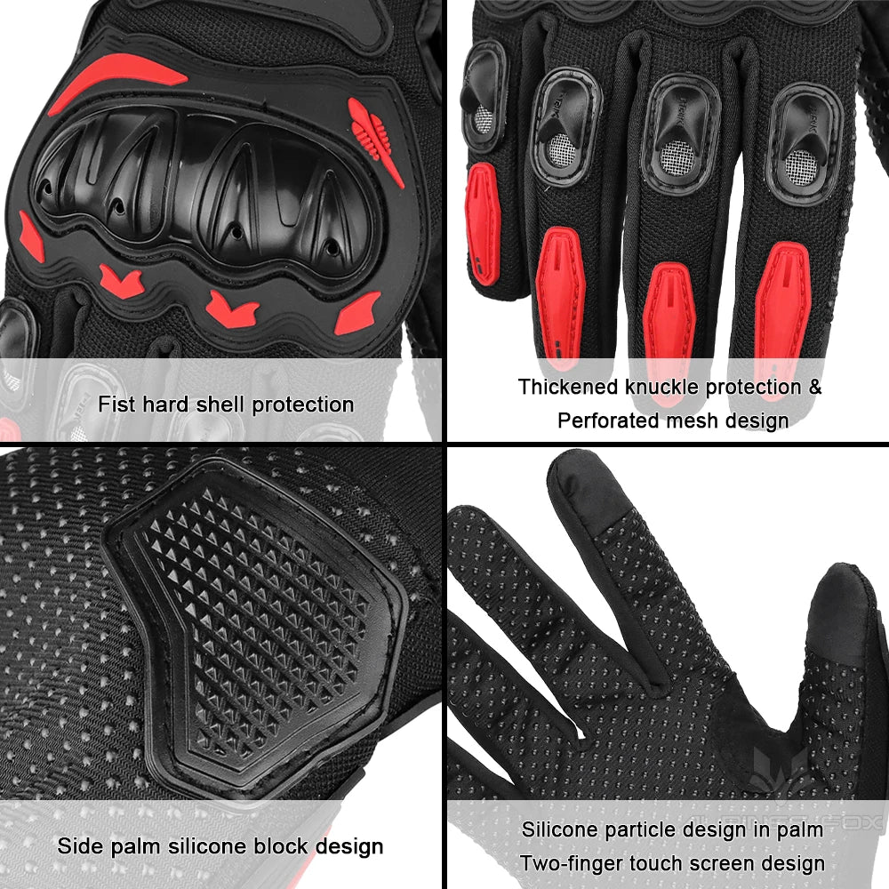 VEMAR Summer Motorcycle Gloves Men Black Full Finger Touchscreen