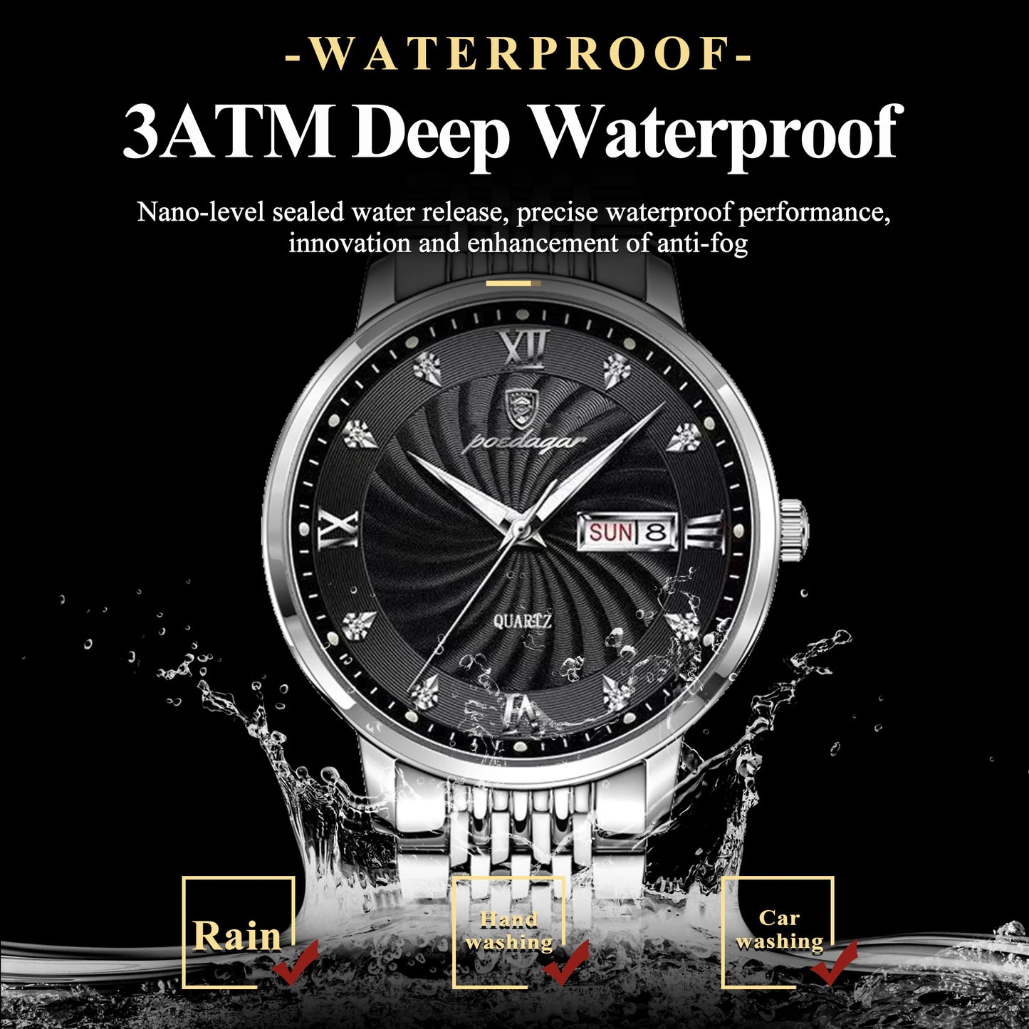 POEDAGAR Luxury Brand Man Watch Waterproof Luminous