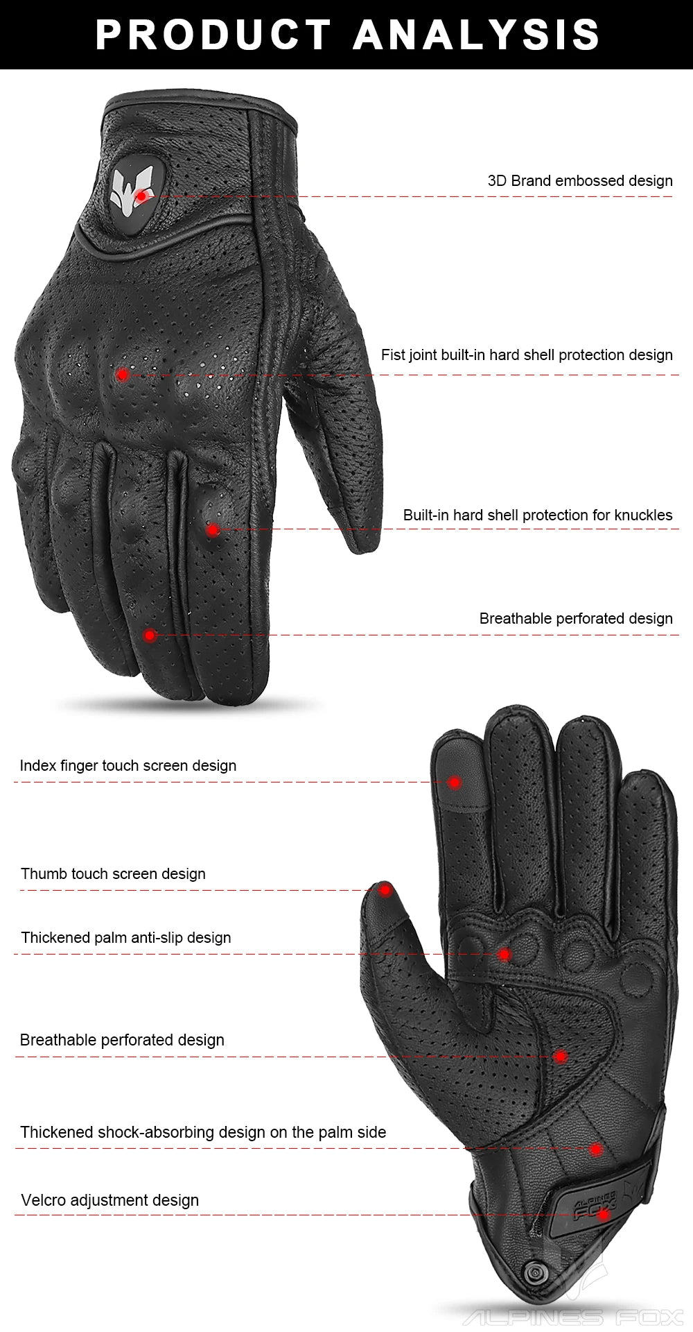 Summer Retro Perforated Leather Motorcycle Gloves