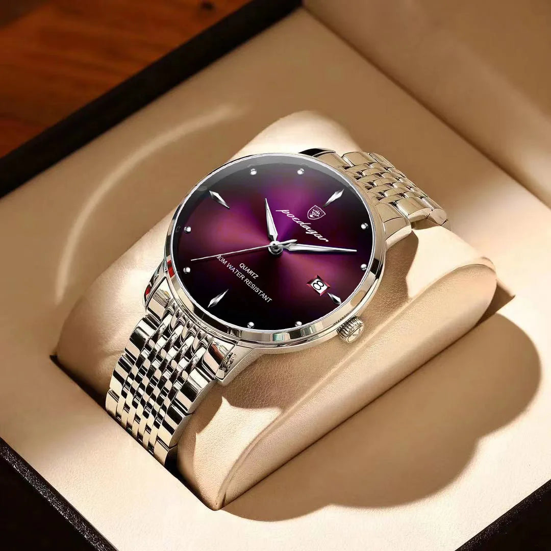 POEDAGAR Luxury Sports Men Watch Waterproof Luminous Stainless Steel