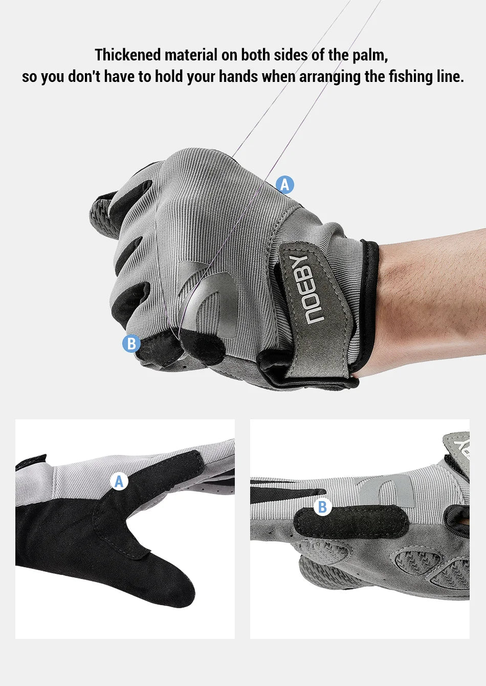Noeby Fishing Gloves Non-slip Full Finger