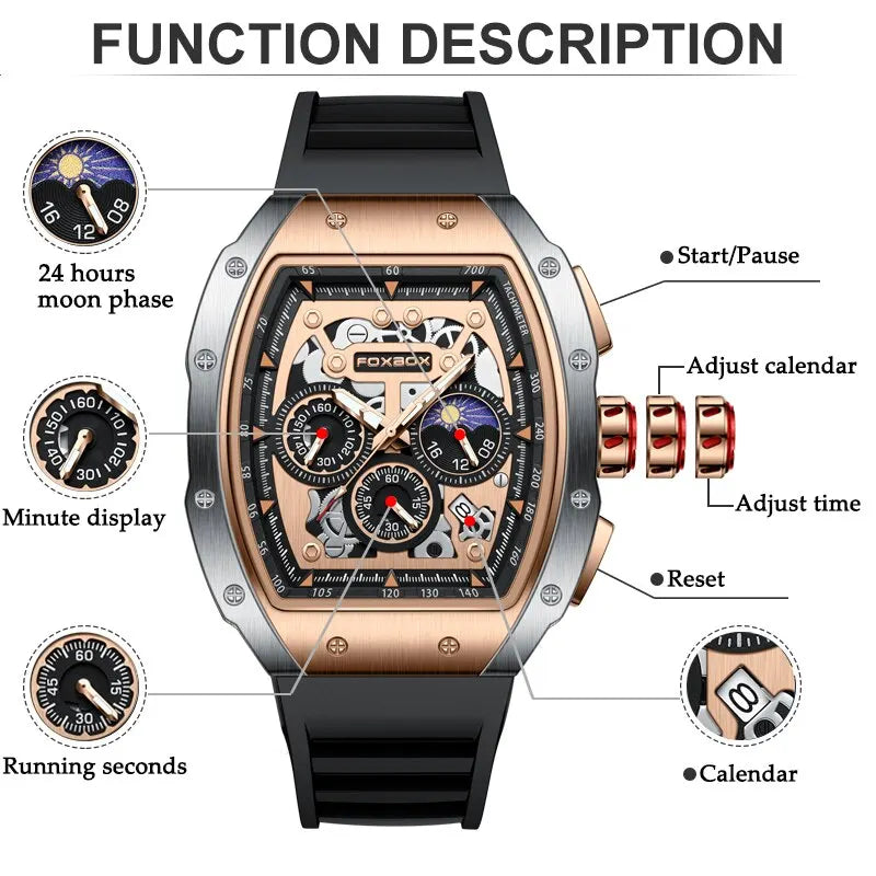 Luxury Mens Watches Business Waterproof Military Quartz Chronograph Wristwatch