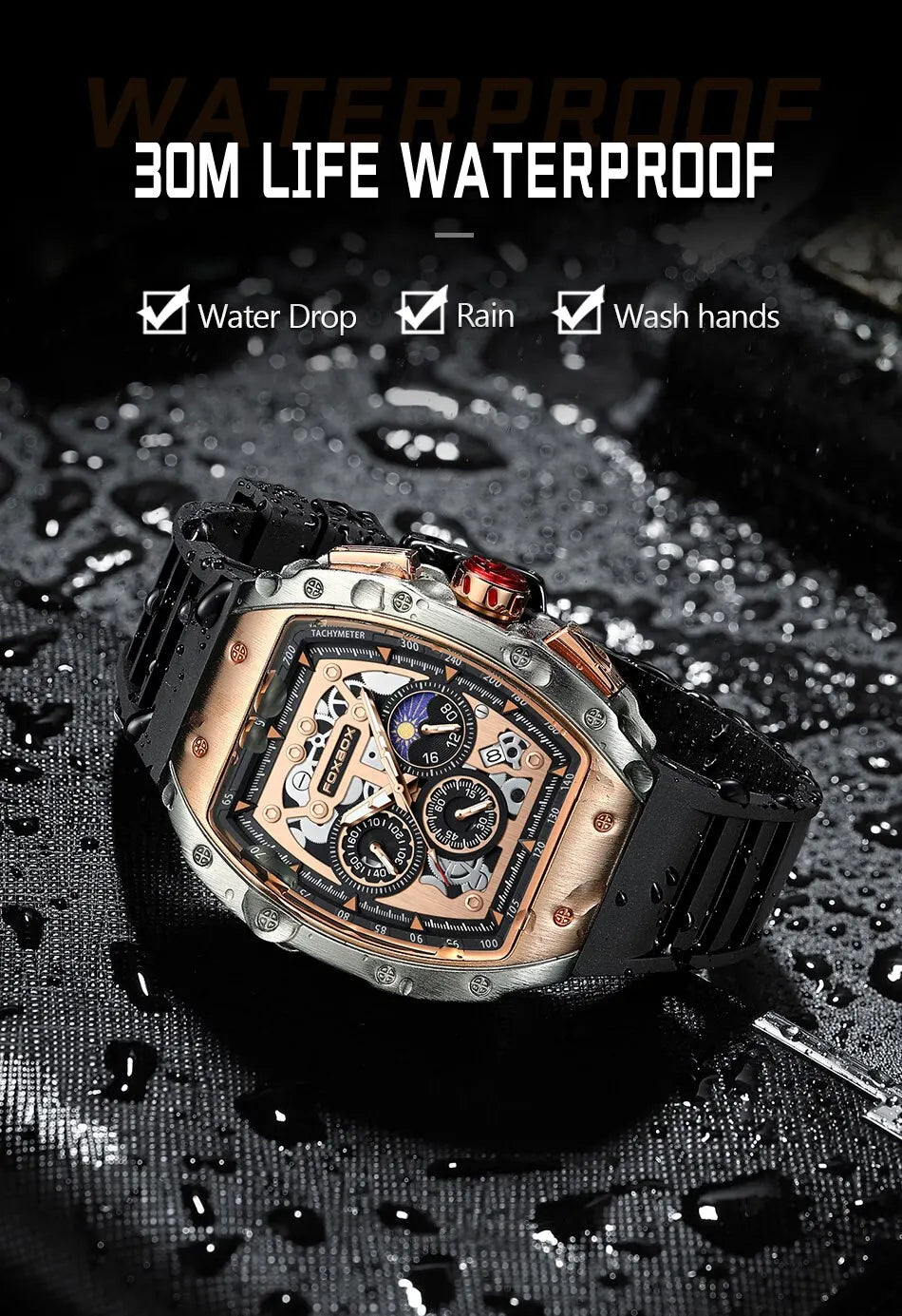Luxury Mens Watches Business Waterproof Military Quartz Chronograph Wristwatch