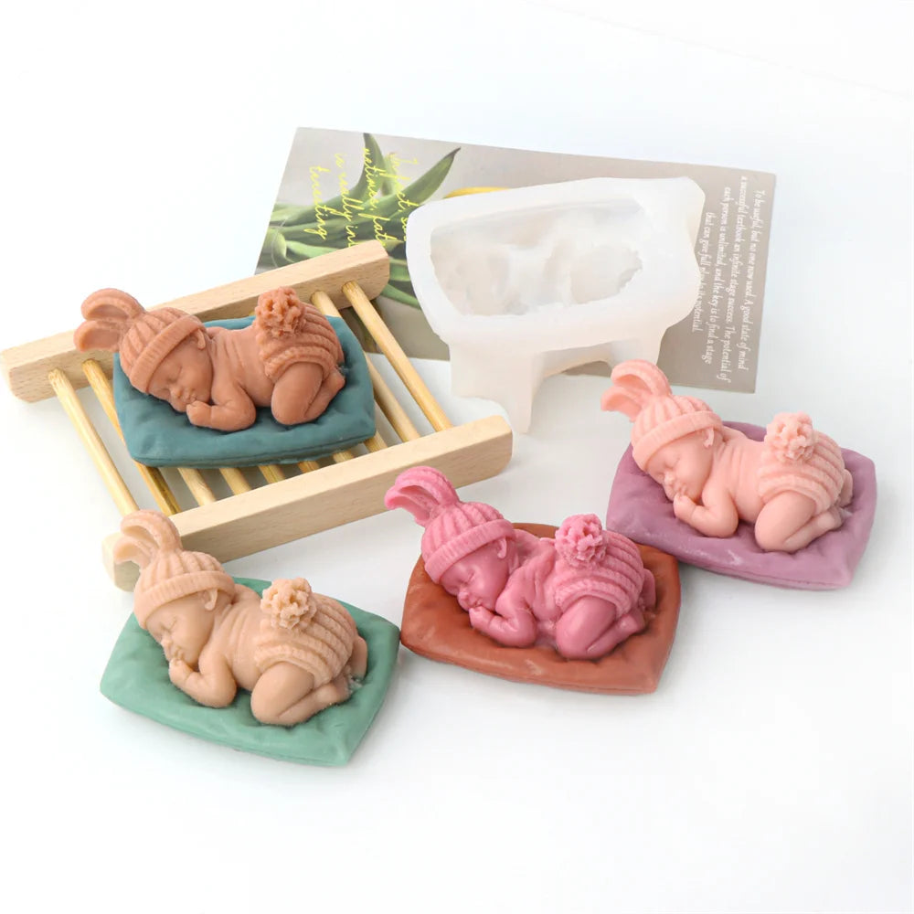 Cute Sleeping Baby Candle Mold 3D Baby Handmade Candle