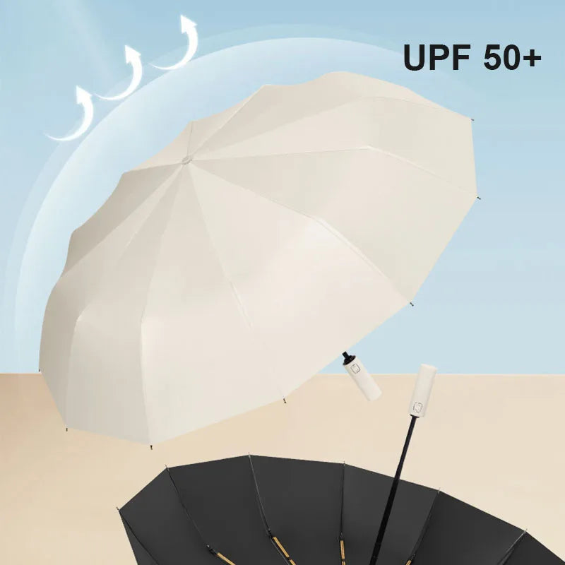 Large 24 Bone Solid Color Automatic Umbrella