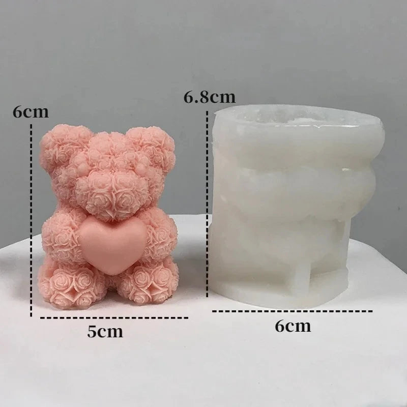 3D Bear Hug Love Silicone Candle