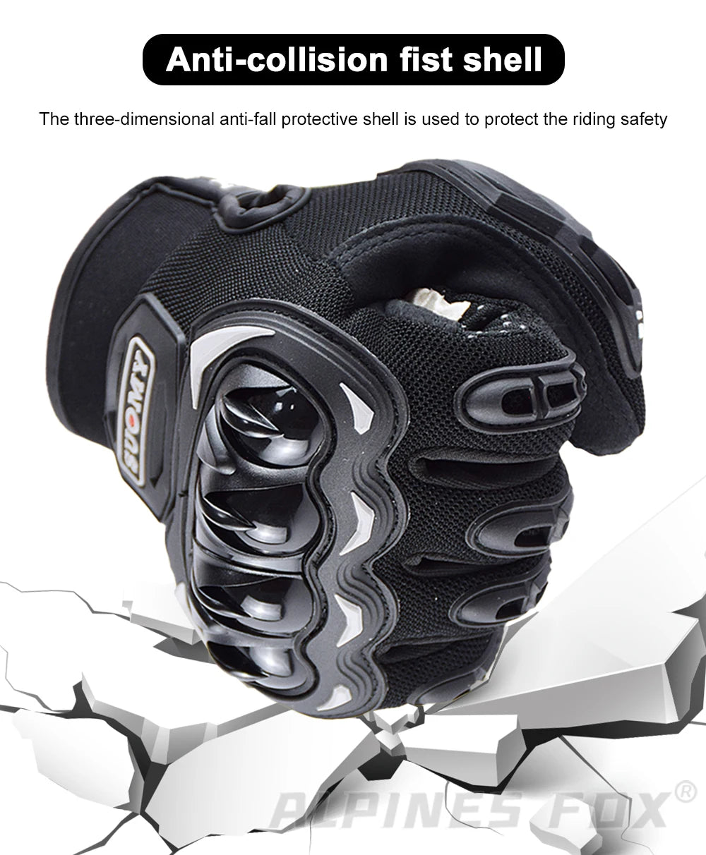 VEMAR Summer Motorcycle Gloves Men Black Full Finger Touchscreen