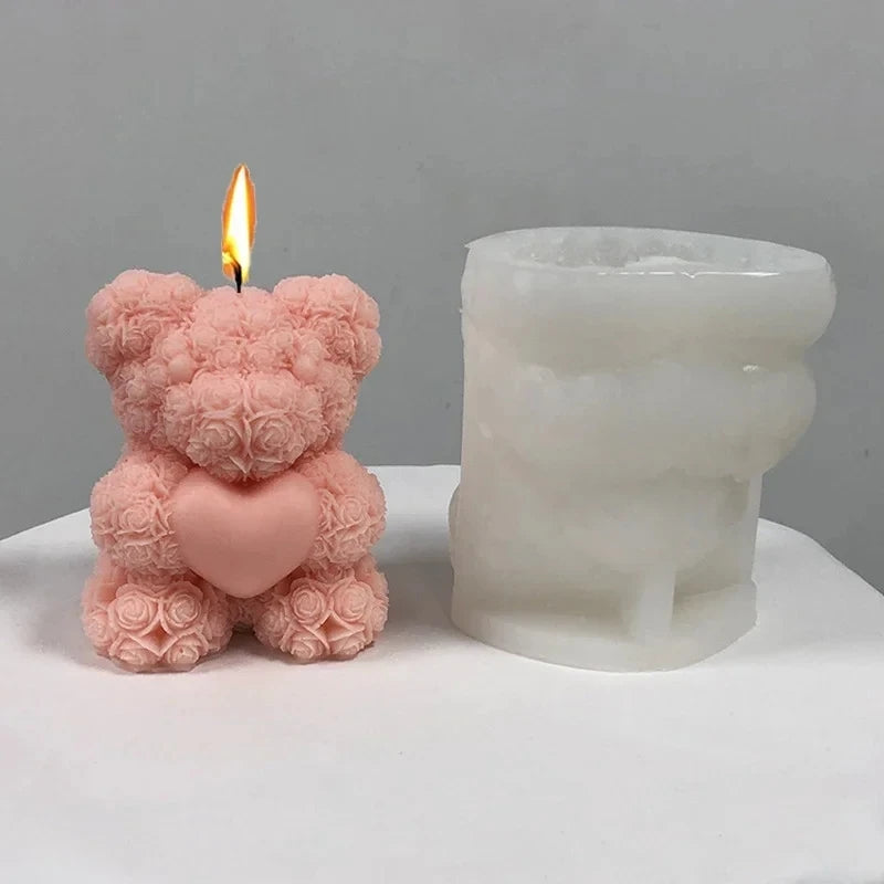 3D Bear Hug Love Silicone Candle