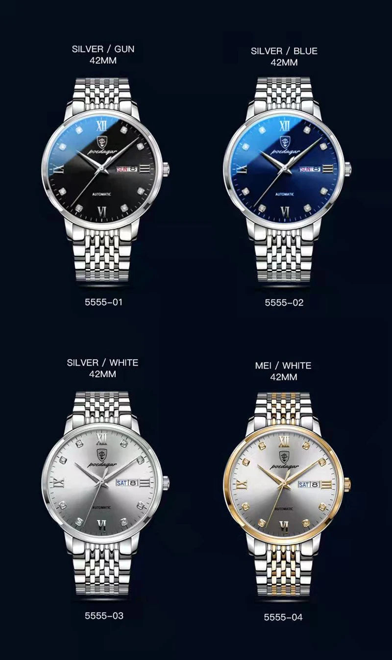 POEDAGAR Stainless Steel Men Quartz Wristwatch