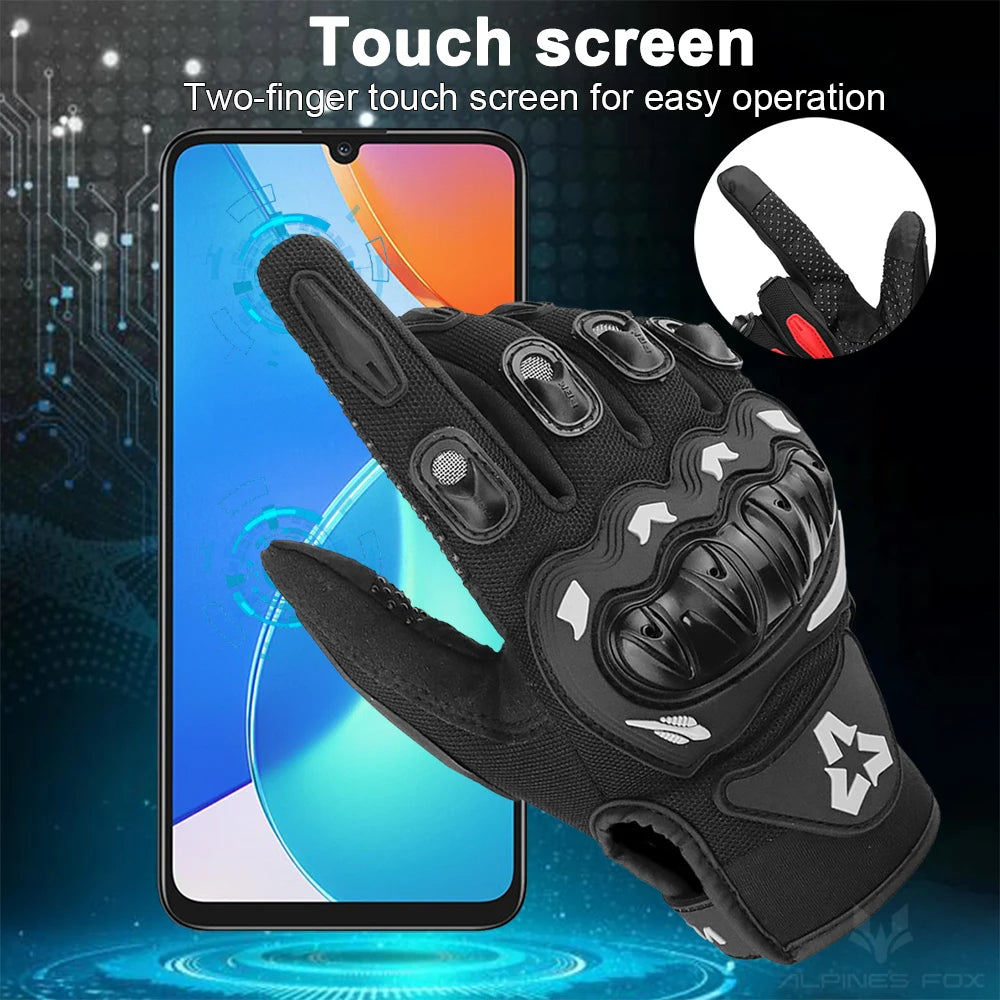 VEMAR Summer Motorcycle Gloves Men Black Full Finger Touchscreen