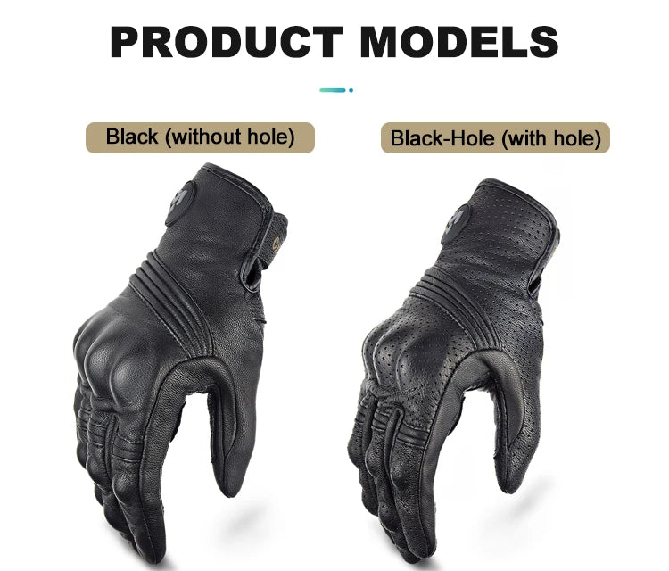 Men Retro Genuine Leather Motorcycle Gloves