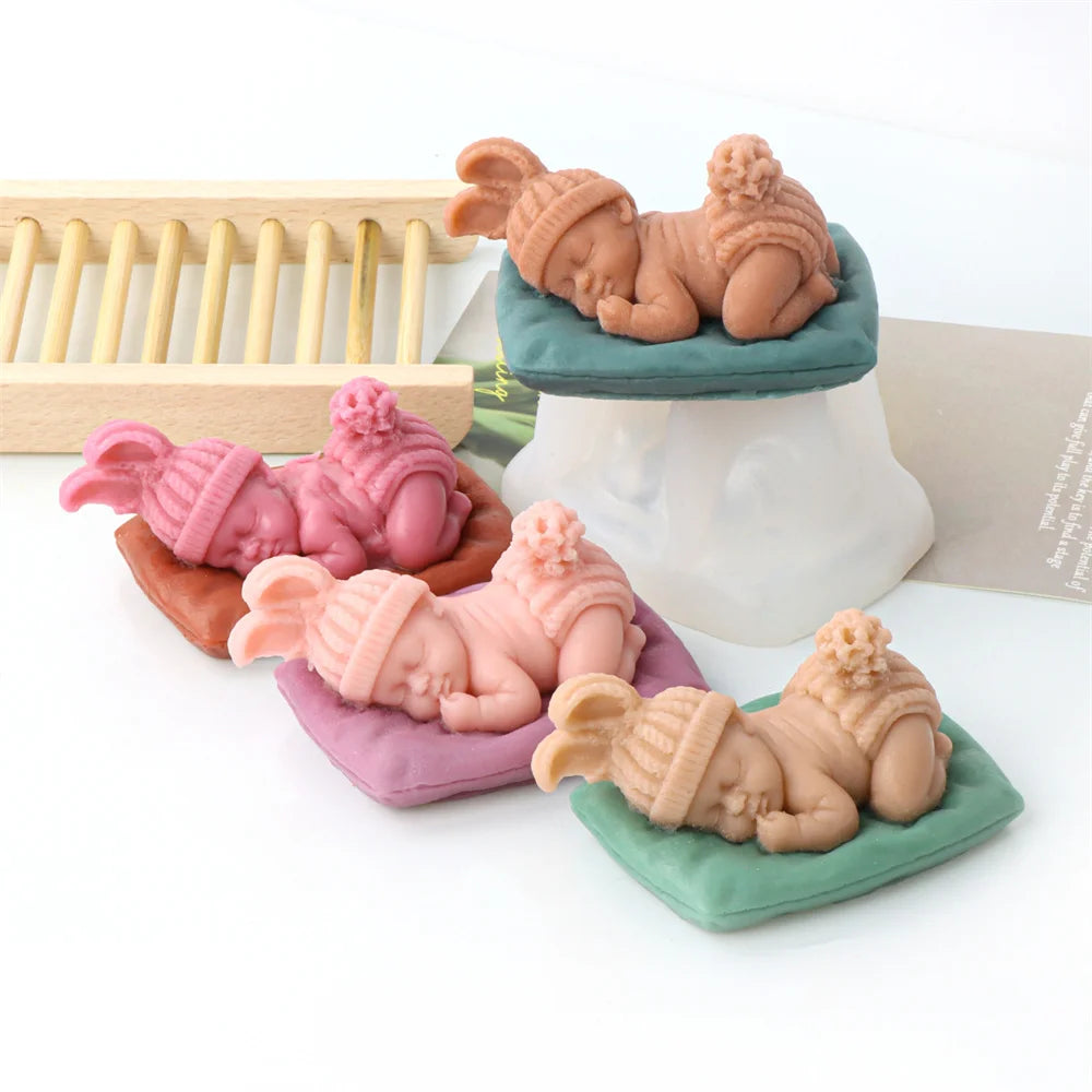 Cute Sleeping Baby Candle Mold 3D Baby Handmade Candle