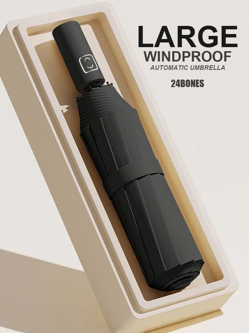 Large 24 Bone Solid Color Automatic Umbrella