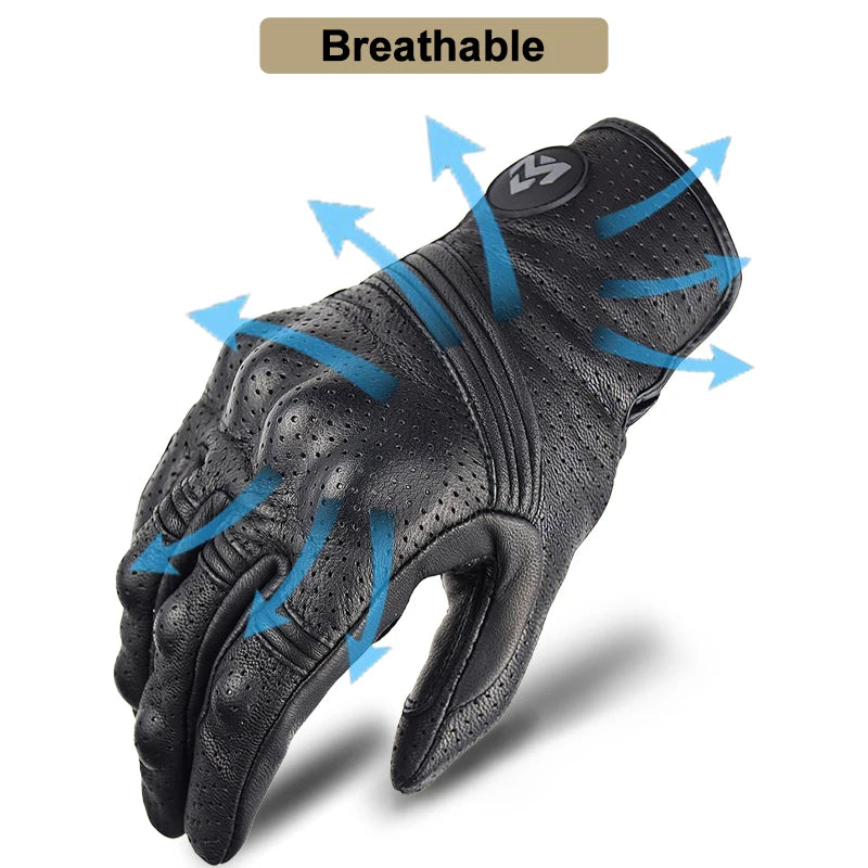 Men Retro Genuine Leather Motorcycle Gloves