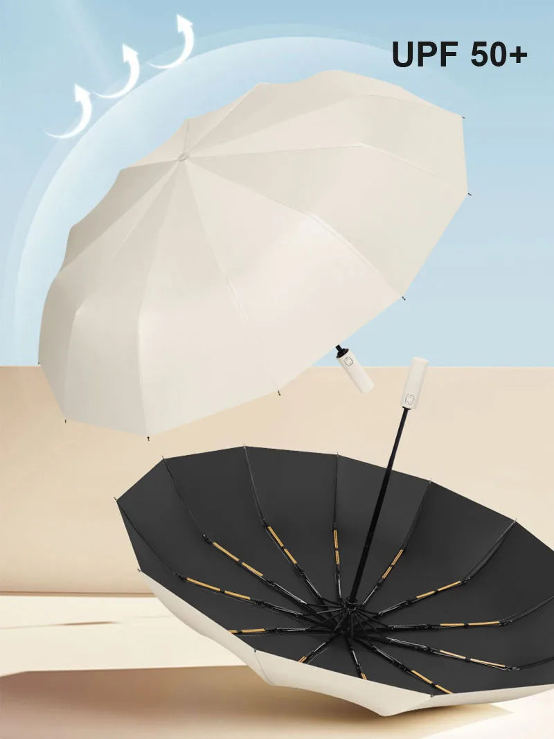 Large 24 Bone Solid Color Automatic Umbrella