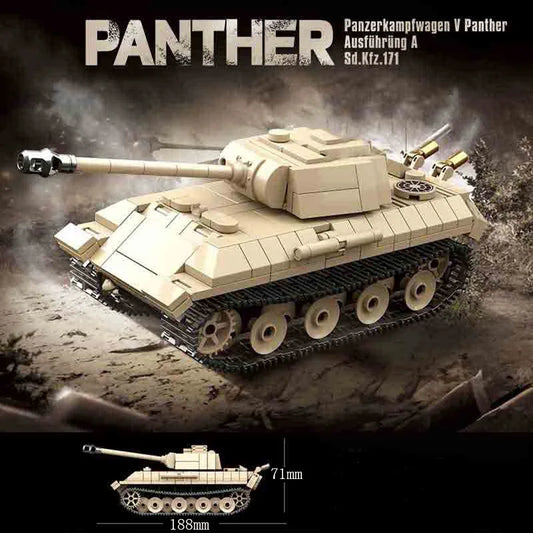 Ww2 Military World War German Leopard Medium Tank Building Blocks Bricks