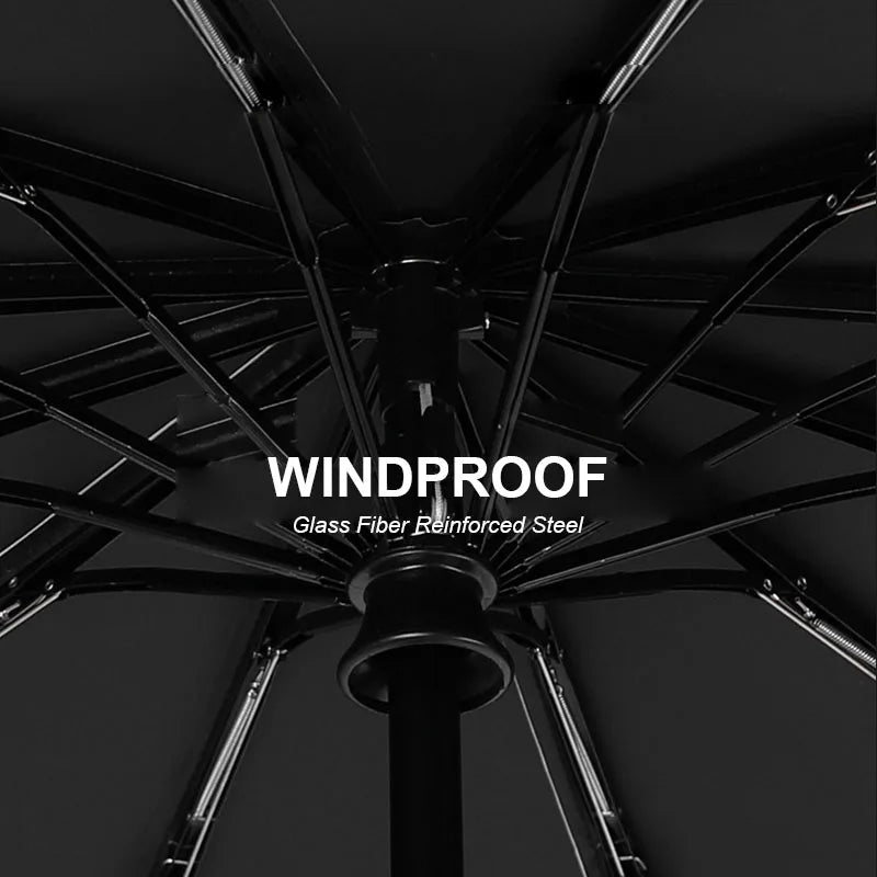 Large 24 Bone Solid Color Automatic Umbrella