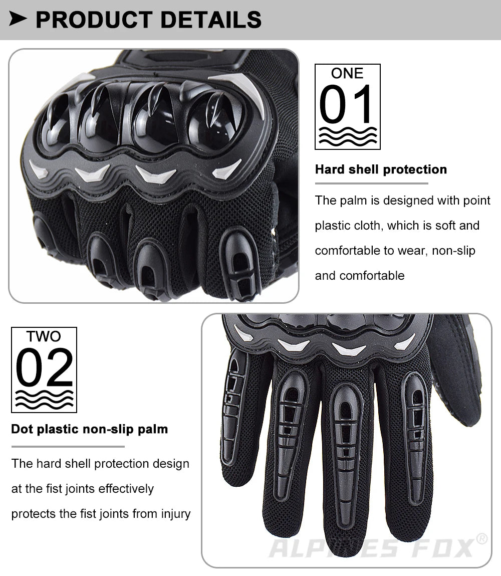 VEMAR Summer Motorcycle Gloves Men Black Full Finger Touchscreen