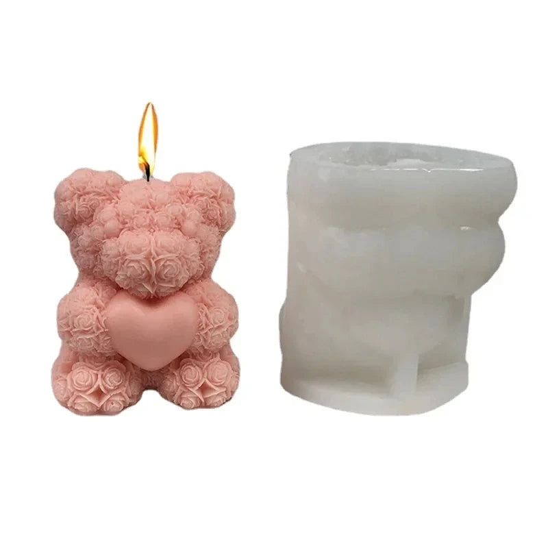 3D Bear Hug Love Silicone Candle