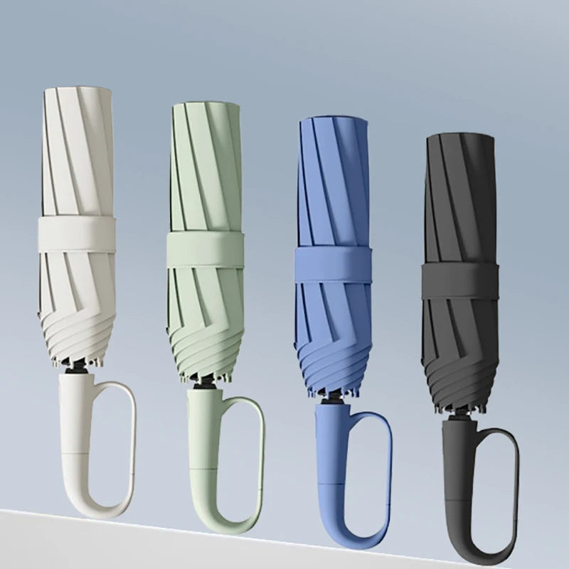 Large 24 Bone Solid Color Automatic Umbrella