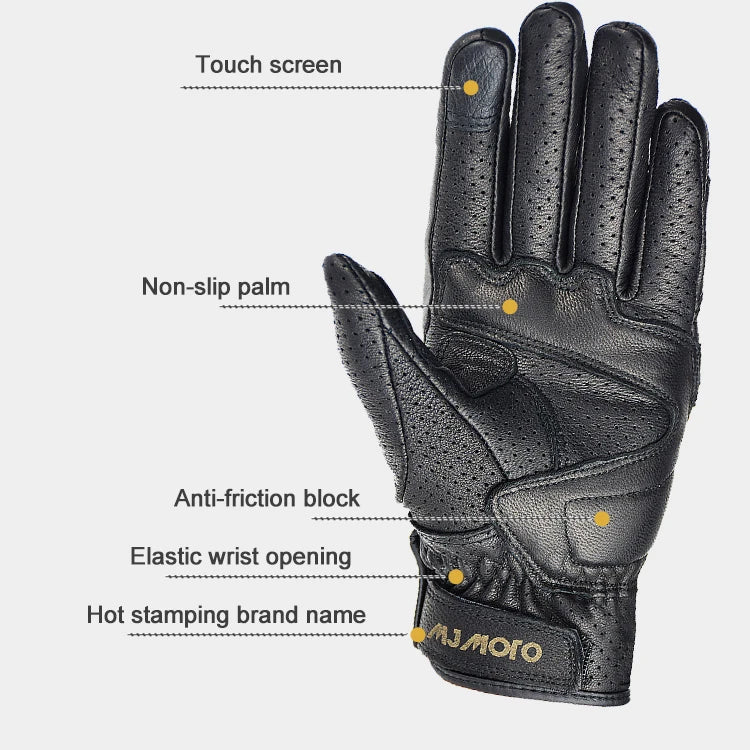 Men Retro Genuine Leather Motorcycle Gloves