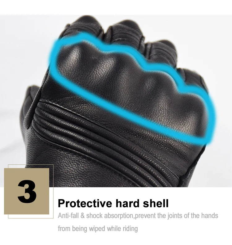 Men Retro Genuine Leather Motorcycle Gloves