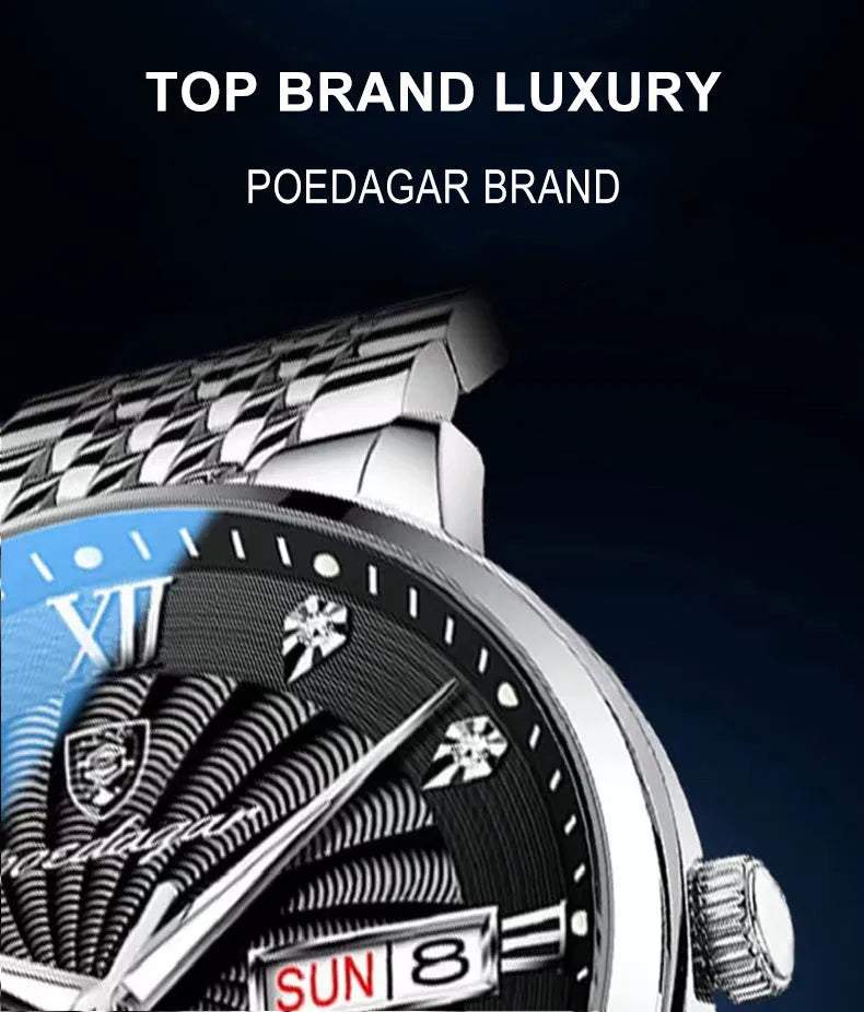 POEDAGAR Luxury Brand Man Watch Waterproof Luminous